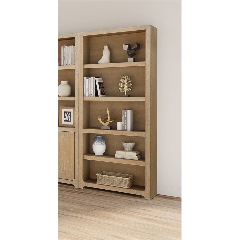 Martin Furniture Wood Open Bookcase Office Storage Shelving in Light Brown