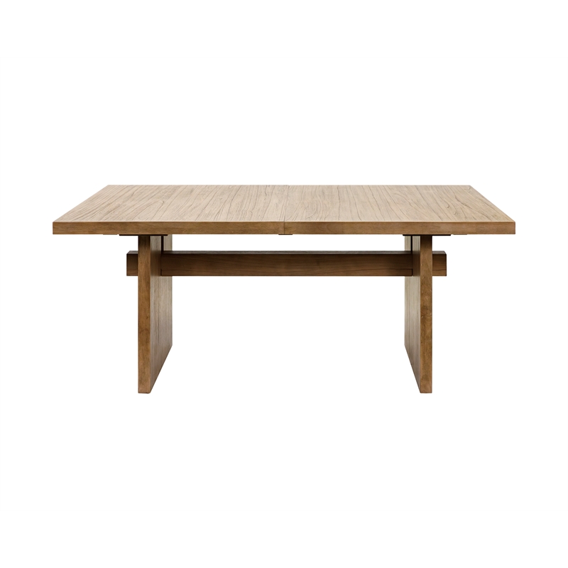 Coastal Wood Rectangular Kitchen Table with Six Chairs Dining Table Brown