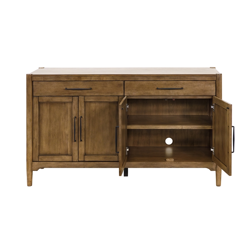 Modern Wood Sideboard Dining StorageTV Stand Fully Assembled Brown