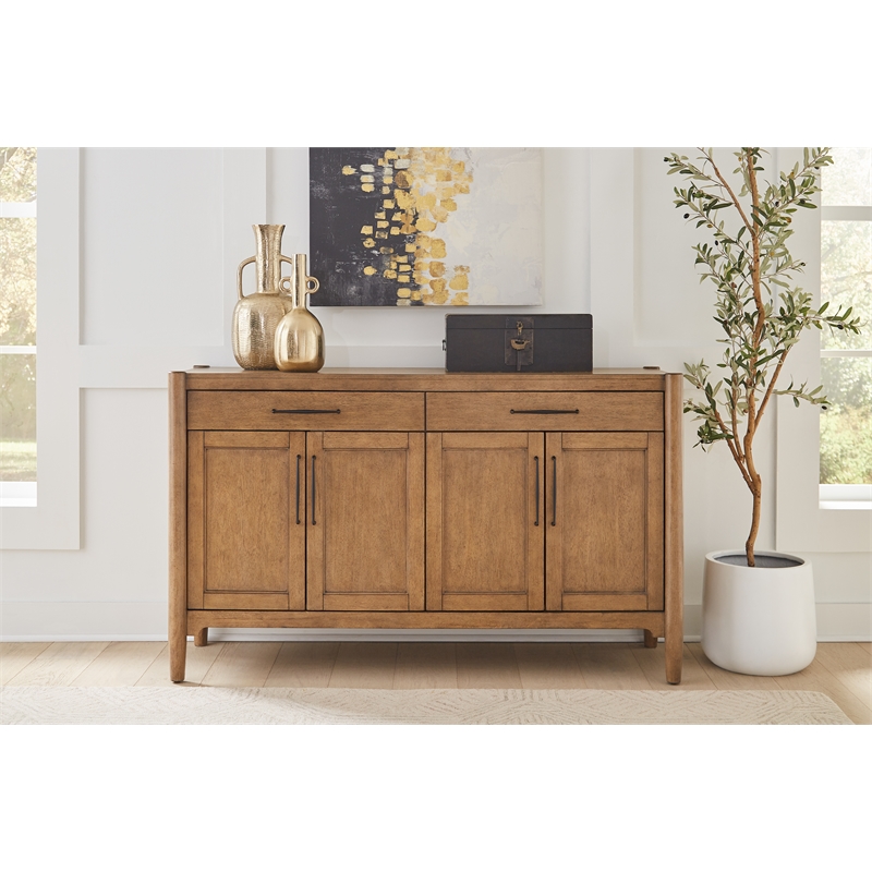Modern Wood Sideboard Dining StorageTV Stand Fully Assembled Brown