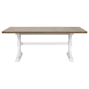 Modern Wood Rectangular Trestle Base Kitchen Dining Table Brown