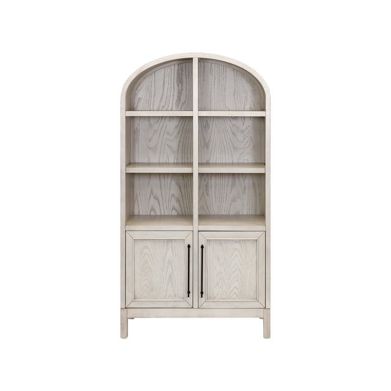 Modern Wood Arched Display Cabinet/Bookcase Fully Assembled White
