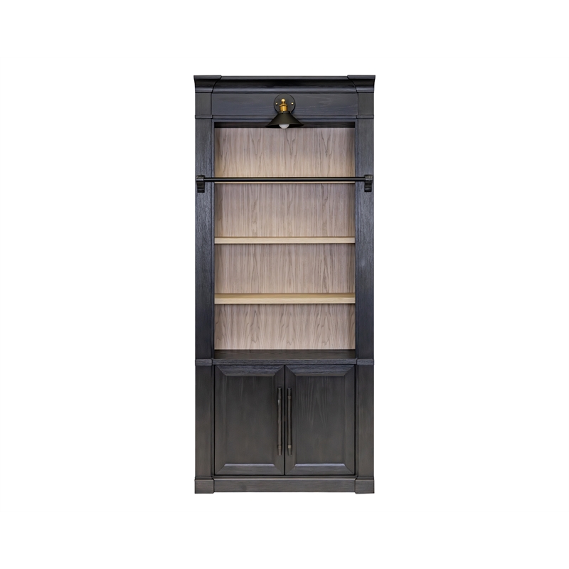 Contemporary 8' Tall Wood Bookcase Storage Fully Assembled Black