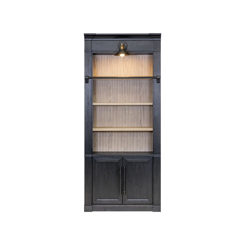 Contemporary 8' Tall Wood Bookcase Storage Fully Assembled Black