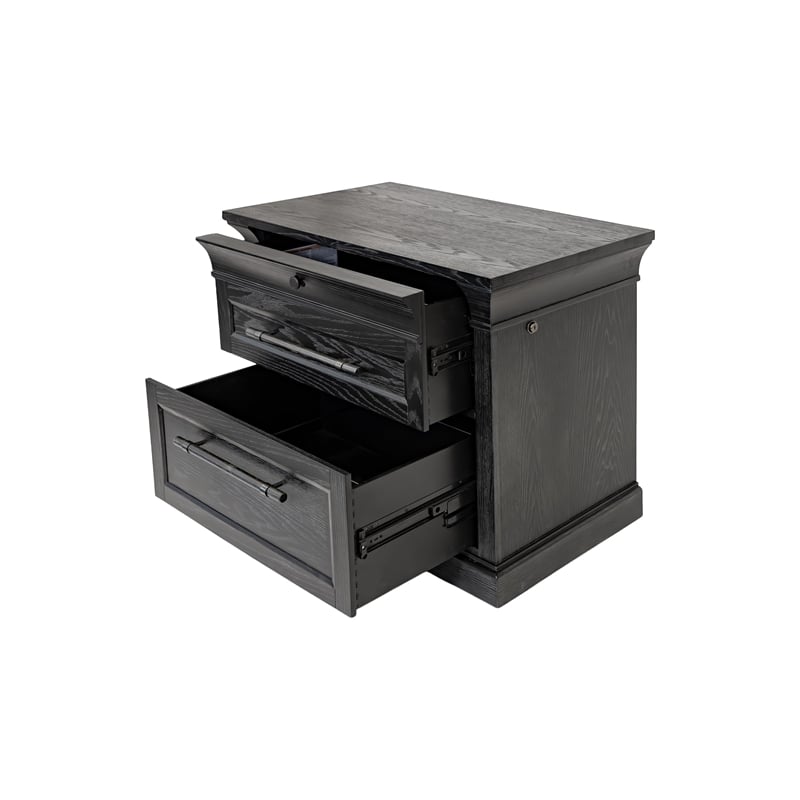 Traditional Wood Lateral File Office Storage Drawer Fully Assembled Black