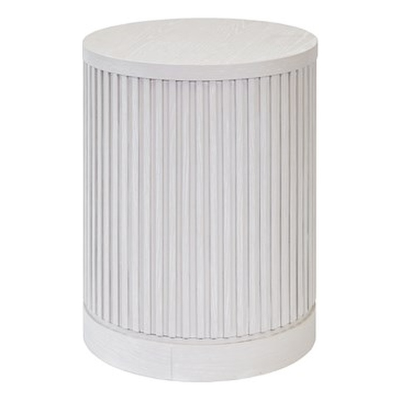 Modern Wood Living Room Entertainment Tulane Round Chair Side Table - White