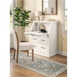 Modern Wood Drop-Lid Secretary Desk Fully Assembled White Finish