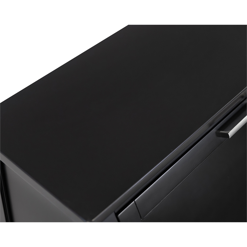 Modern Wood Drop-Lid Secretary Desk Fully Assembled Black Finish