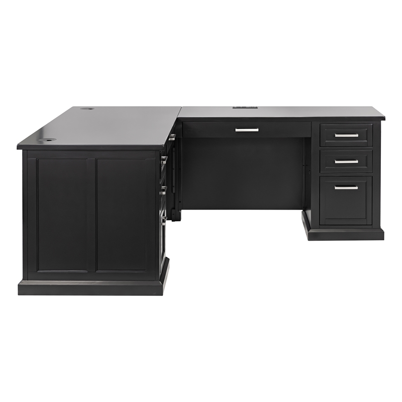 Modern Wood L-Desk & Return Writing Table & Return Office Desk & Return Black