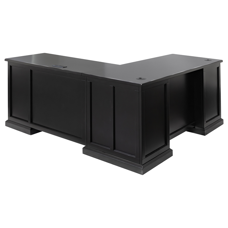 Modern Wood L-Desk & Return Writing Table & Return Office Desk & Return Black