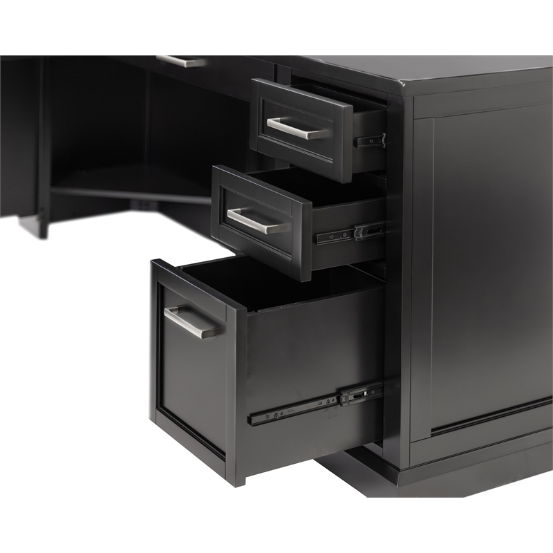 Modern Wood L-Desk & Return Writing Table & Return Office Desk & Return Black