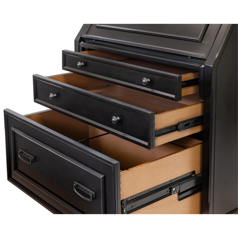 Hartford Wood Drop-Lid Secretary Desk Fully Assembled Black