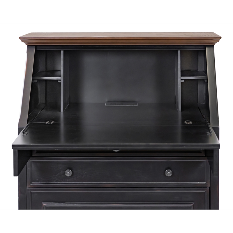 Hartford Wood Drop-Lid Secretary Desk Fully Assembled Black