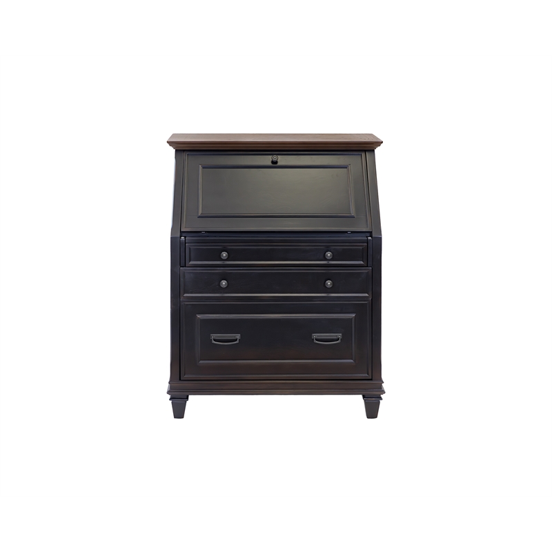 Hartford Wood Drop-Lid Secretary Desk Fully Assembled Black