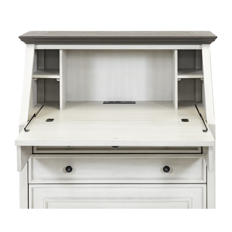 Hartford Wood Drop-Lid Secretary Desk Fully Assembled White Finish