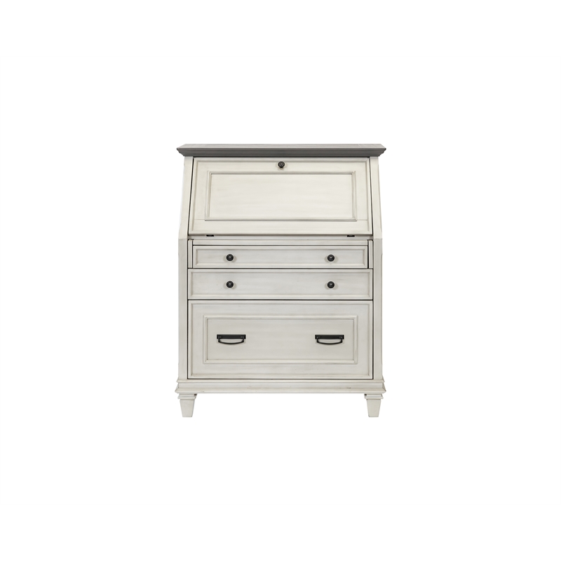 Hartford Wood Drop-Lid Secretary Desk Fully Assembled White Finish
