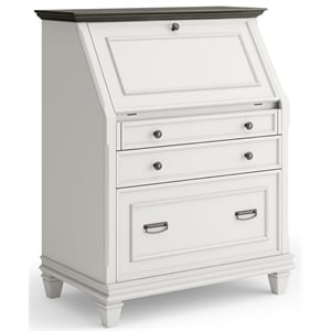 Martin Furniture Hartford Wood Drop-Lid Secretary Desk in White