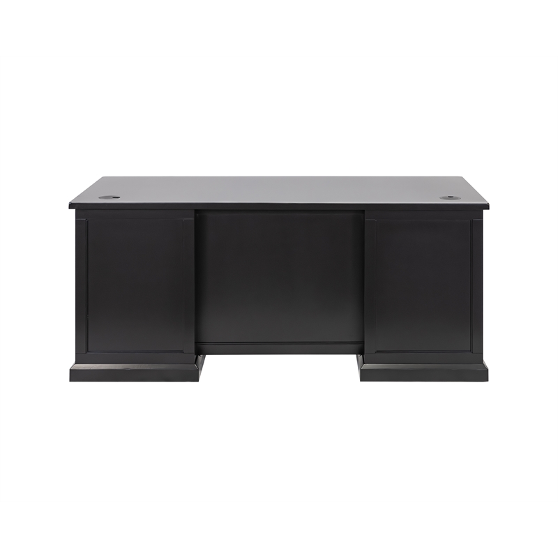 Modern Wood Hutch With Doors and Desk Storage Hutch Fully Assembled Black