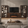 80in Wood Fireplace Console with Bookcases Entertainment Storage TV Stand Fully Assembled Brown
