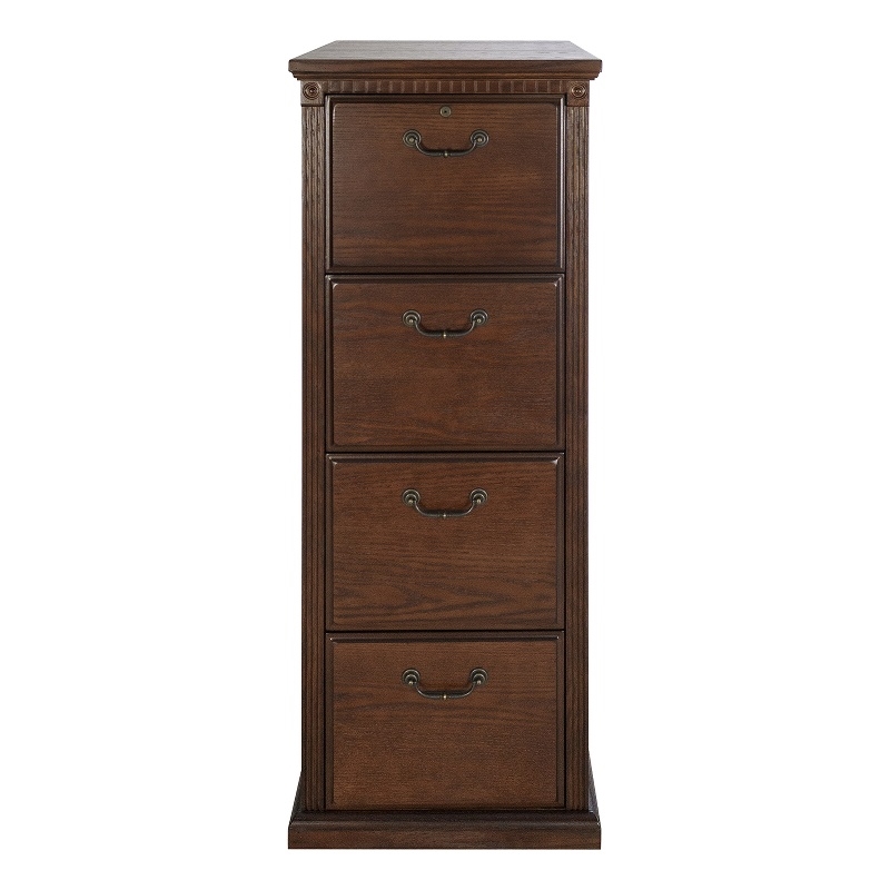 Huntington Oxford Four Wood Drawer File Cabinet Office Storage File Drawer Brown