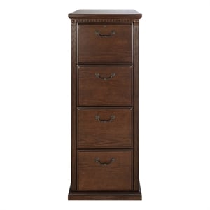Huntington Oxford Four Wood Drawer File Cabinet Office Storage File Drawer Brown