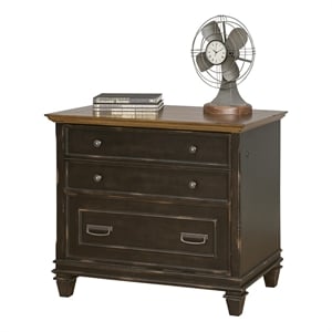 Hartford Wood Lateral File With Locking Legal/Letter File Drawer Black