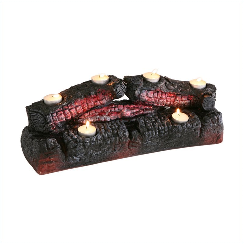   Ember Tea Light Log Set Fireplace Candelabras 037732100029  