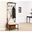 SEI Furniture Leon Entryway Storage Rack-Bench Seat in Textured Black
