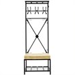 SEI Furniture Leon Entryway Storage Rack-Bench Seat in Textured Black
