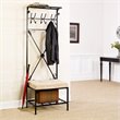 SEI Furniture Leon Entryway Storage Rack-Bench Seat in Textured Black
