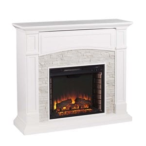 SEI Furniture Seneca Faux Stone Electric Fireplace TV Stand
