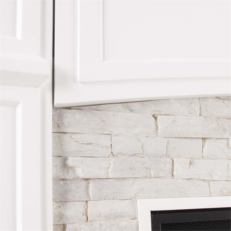 SEI Furniture Seneca Faux Stone Electric Fireplace TV Stand
