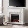 SEI Furniture Seneca Faux Stone Electric Fireplace TV Stand