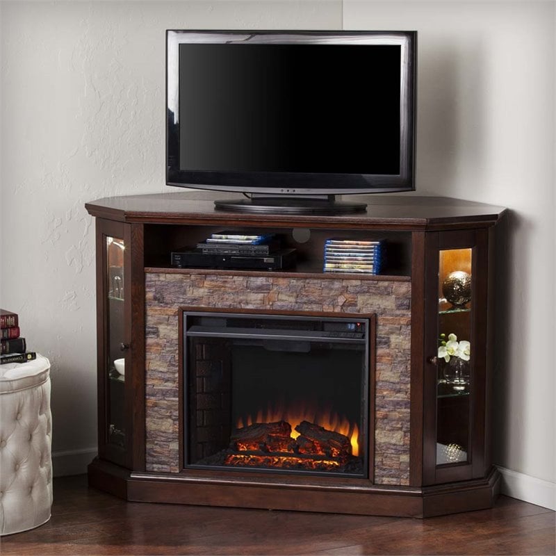 SEI Furniture Redden Corner Electric Fireplace TV Stand