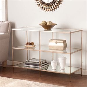 SEI Furniture Knox Glass Top Console Table in Gold