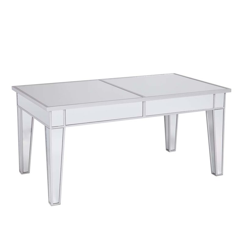 SEI Furniture Mirage Mirrored Coffee Table in Distressed Silver