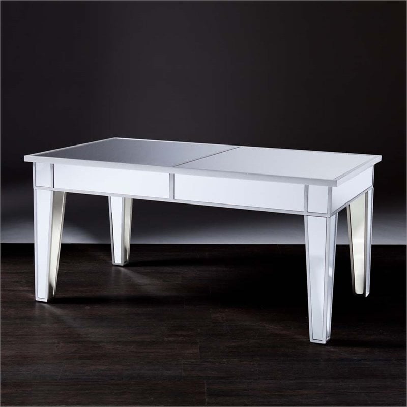 SEI Furniture Mirage Mirrored Coffee Table in Distressed Silver