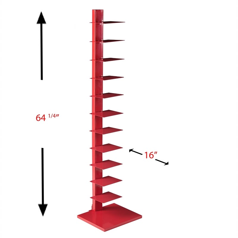 SEI Furniture Spine Tower Shelf in Valiant Poppy