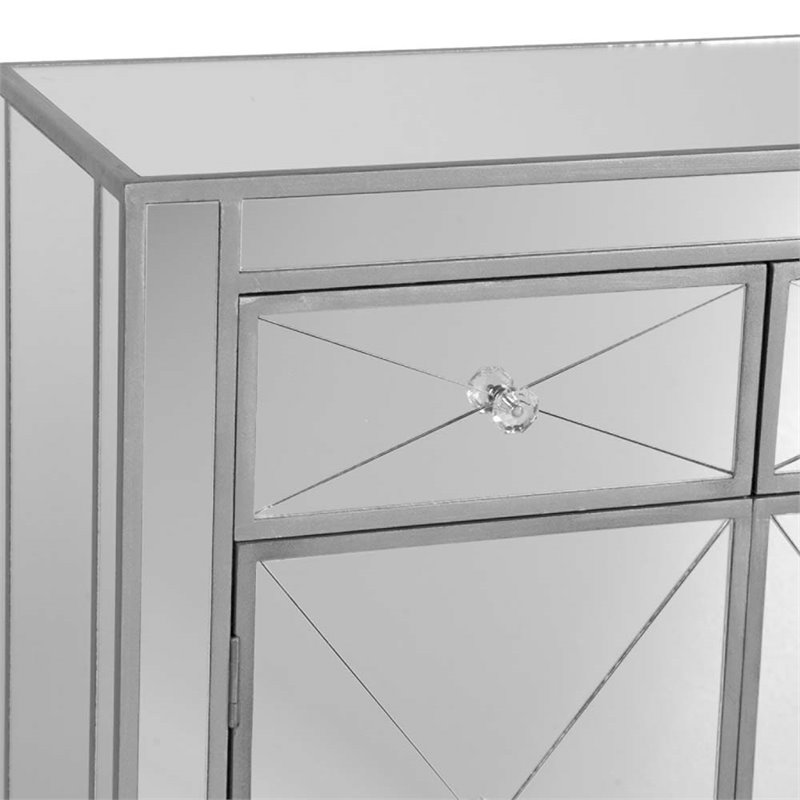 SEI Furniture Mirage Reflective Cabinet in Mirrored with SIlver