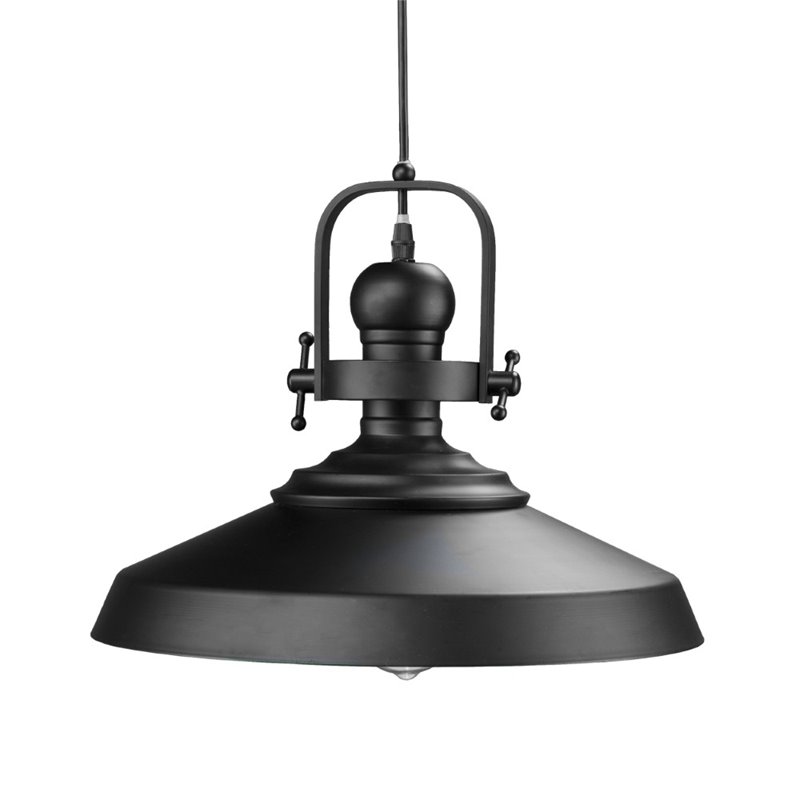 SEI Furniture Mindel Industrial Bell Pendant Lamp in Black