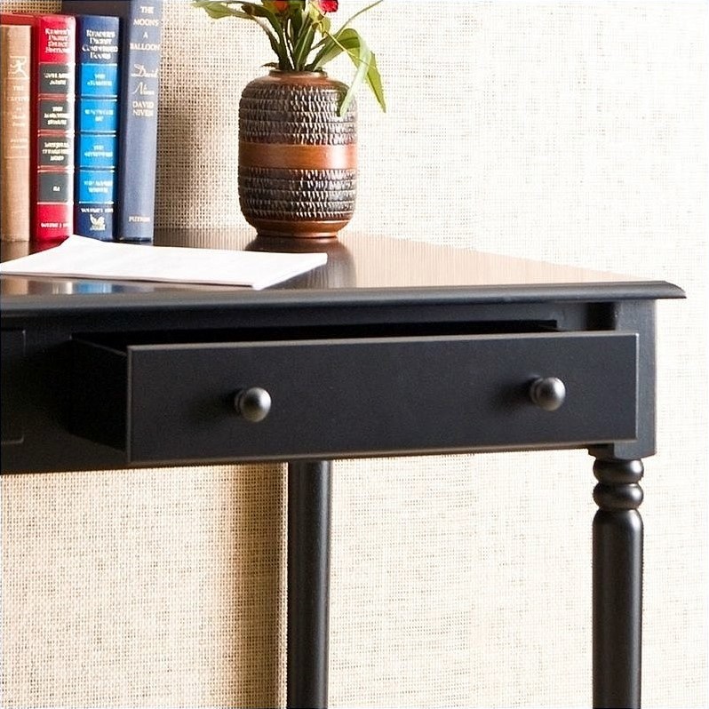 SEI Furniture Parker 2-Drawer Writing Desk in Satin Black