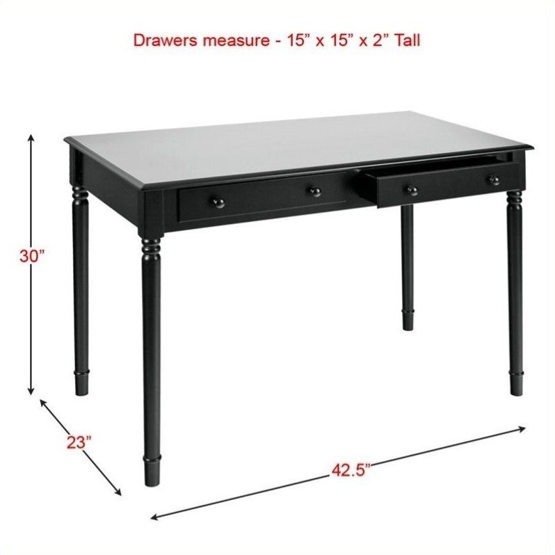 SEI Furniture Parker 2-Drawer Writing Desk in Satin Black