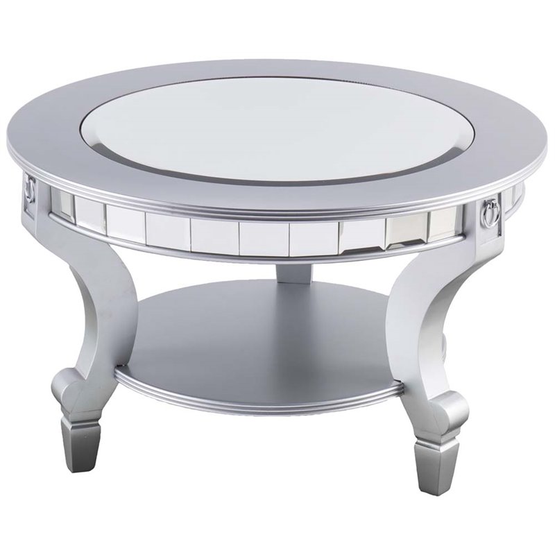SEI Furniture Lindsay Glam Round Mirrored Coffee Table
