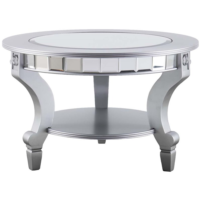 SEI Furniture Lindsay Glam Round Mirrored Coffee Table