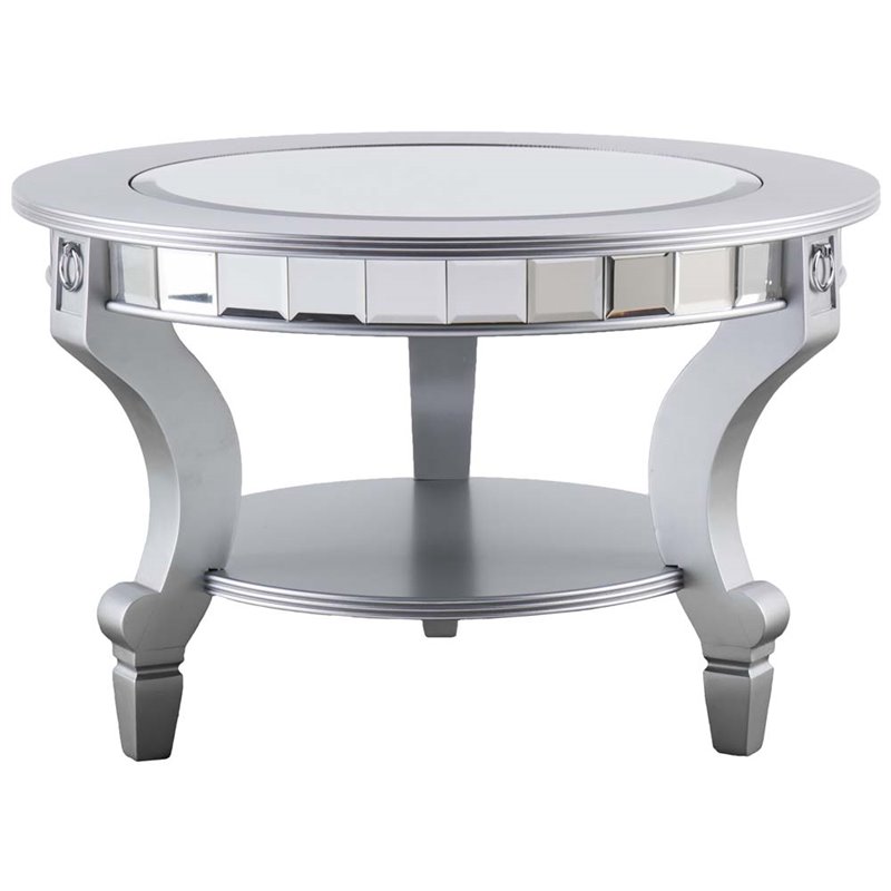 SEI Furniture Lindsay Glam Round Mirrored Coffee Table