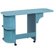 SEI Furniture Mobile Sewing and Craft Table in Turquoise