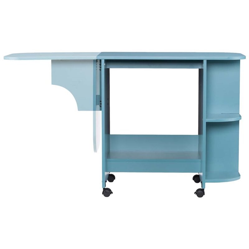 SEI Furniture Mobile Sewing and Craft Table in Turquoise