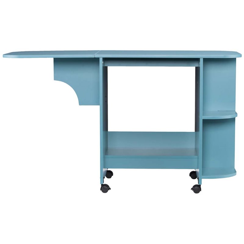 SEI Furniture Mobile Sewing and Craft Table in Turquoise