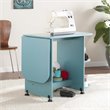 SEI Furniture Mobile Sewing and Craft Table in Turquoise