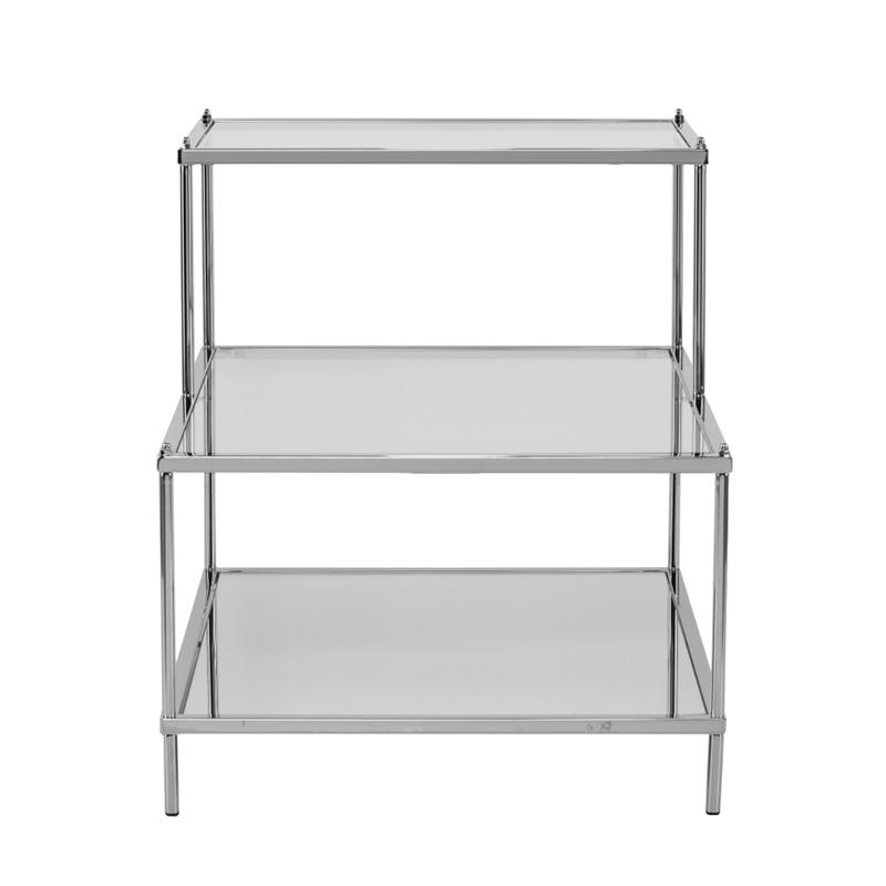 Southern Enterprises Knox Mirrored Metal Accent Table in Chrome